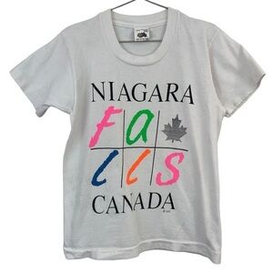Vintage Niagara Falls T-Shirt Youth 10-12 White Spell-Out Canada Tourist Tee